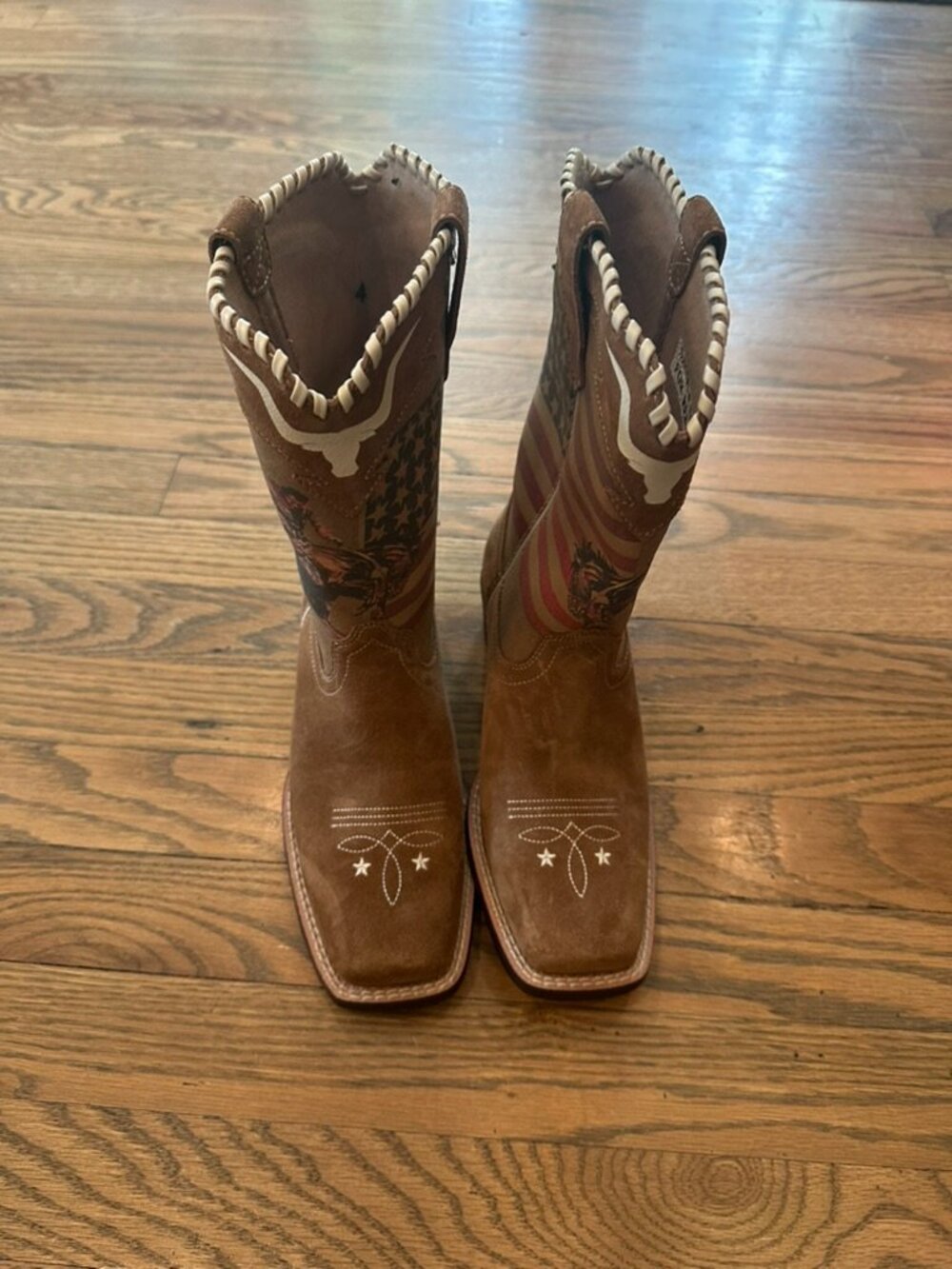 Ariat Youth Girls USA Flag Western Boots 4